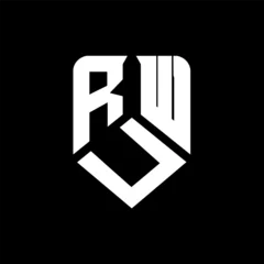 Fotobehang RUW letter logo design on black background. RUW creative initials letter logo concept. RUW letter design.  © Mohammad