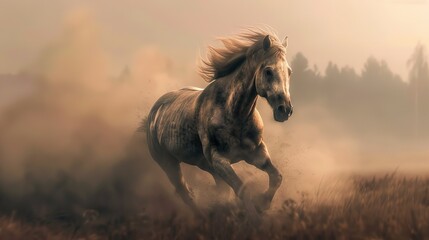 Wild horse in the dust