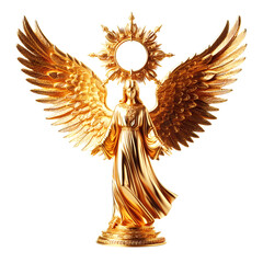angels golden female wings isolated on transparent background - Generative AI 