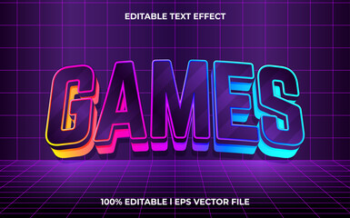 3d games logo style editable vector text effect