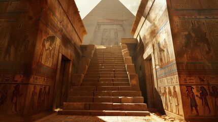 Obraz premium Exploring the Intricate Chambers and Passageways of the Great Pyramid: Ancient Egyptian Architecture and Craftsmanship Unveiled