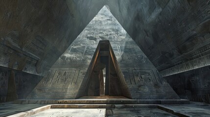 Discovering the Masterful Techniques of Ancient Egyptian Pyramid Construction: Unveiling the Intricate Passages and Chambers of the Great Pyramid at Giza - obrazy, fototapety, plakaty