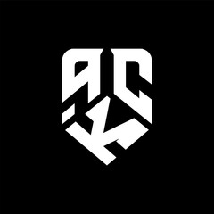 qKC letter logo design on black background. qKC creative initials letter logo concept. qKC letter design.
