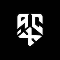 qXC letter logo design on black background. qXC creative initials letter logo concept. qXC letter design.
