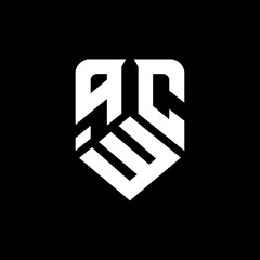 qWC letter logo design on black background. qWC creative initials letter logo concept. qWC letter design.
