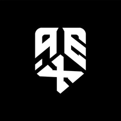 qXE letter logo design on black background. qXE creative initials letter logo concept. qXE letter design.
