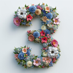 3 number with flowers background and wallpaper