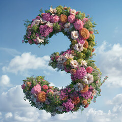 flowers in the shape of a number 3