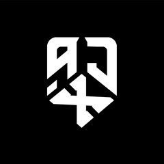 qXJ letter logo design on black background. qXJ creative initials letter logo concept. qXJ letter design.
