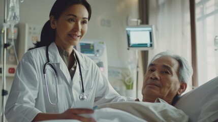 Female doctor holding patient's hand. Helping hand concept.