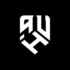 qHU letter logo design on black background. qHU creative initials letter logo concept. qHU letter design.
