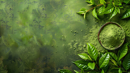 Matcha Green Tea Abstract Background	 - obrazy, fototapety, plakaty