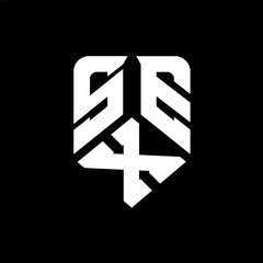 SXE letter logo design on black background. SXE creative initials letter logo concept. SXE letter design.
