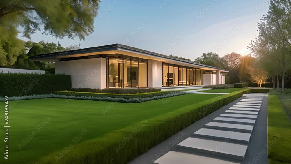 Aufkleber the simple and refined architecture of this home is beautifully balanced by its minimalist landscapi