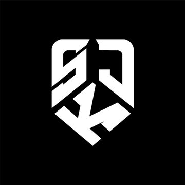 SKJ letter logo design on black background. SKJ creative initials letter logo concept. SKJ letter design.
