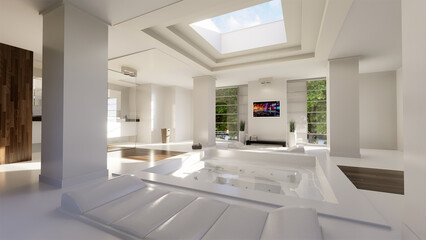 Luxurious Spa style bathroom, 3D rendering