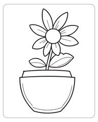Cute flower coloring pages for kids, flower vector illustration