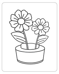 Cute flower coloring pages for kids, flower vector illustration
