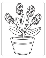 Cute flower coloring pages for kids, flower vector illustration