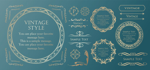 ビンテージなフレームデザインセット