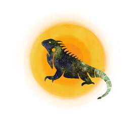 Abstract Iguana with Sunny Background