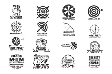 Archer Typography and Logo Design Bundle, Modern Archery Logo Bundle Elements for Your Brand, Dynamic Archery Theme Typography for Logos, Target the Best with Archery-Inspired Logos, Archery Logo 