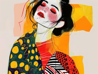 Vibrant Pop Art Woman's Face Close-Up