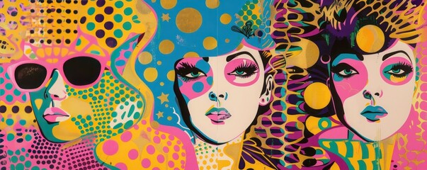Vibrant Pop Art Style Woman Illustration