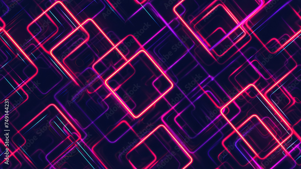 Aufkleber endlessly connecting neon abstract squares in a seamless pattern
