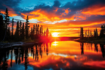 sunset on the lake.
