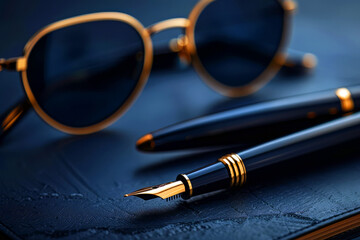 Fototapeta premium Sophisticated April Fool's Day Concept with Elegant Sunglasses and a Luxury Pen