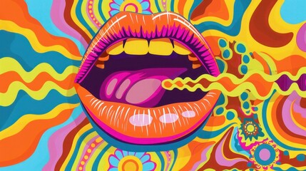 Vibrant Pop Art Style Colorful Lips