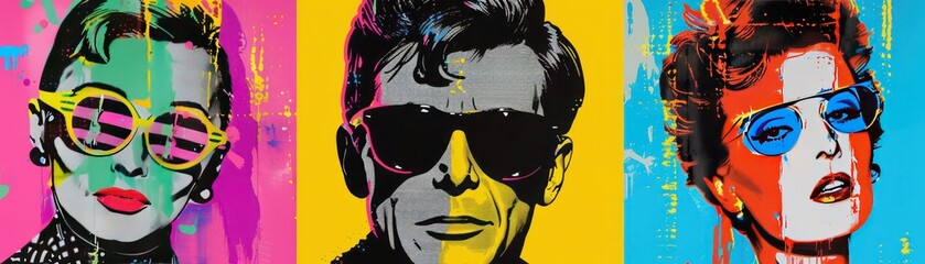 Colorful Pop Art Style Portrait of a Man with Glasses