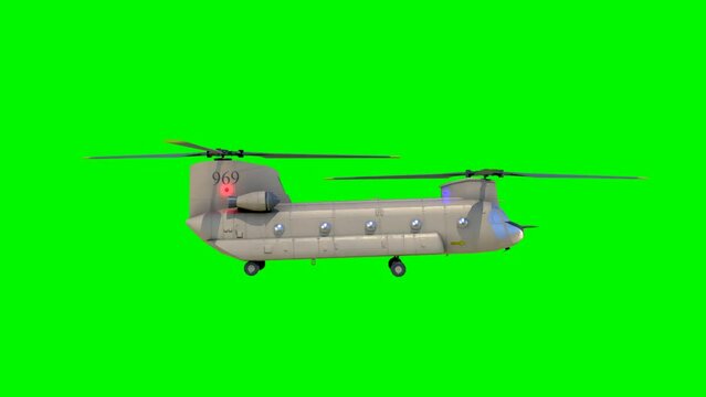 Green Screen Military Helicopter - 4K Helicopter Loop