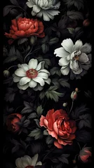 Foto op Canvas Black flower black background wallpaper for phone © AmirsCraft