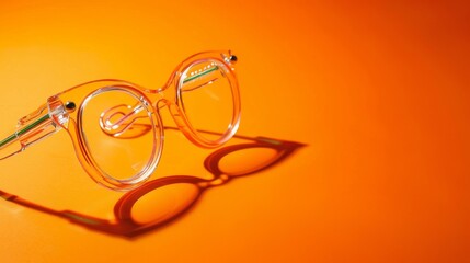 A pair of fake spring-loaded eyeball glasses, resting on a bright orange background, angled to show the springs, 