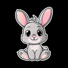 Cute cartoon bunny sticker vector.