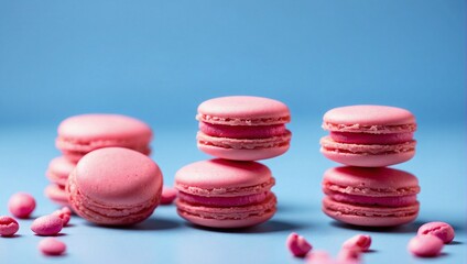 colorful macaroons on wooden table