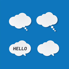 Vector set of stickers of speech bubbles. Blank empty white speech bubbles