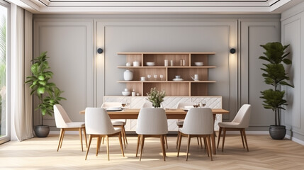 Beautiful dining room with furniture background