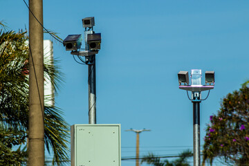 speed control radar camera at avenue in Sao Paulo, Brazil
