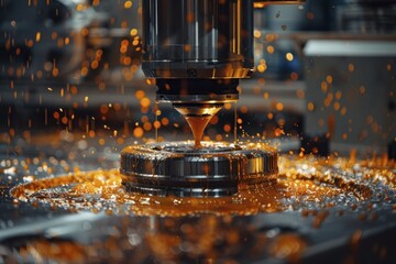 A CNC machine shapes the future with precision and efficiency as it carves intricate parts from solid metal.