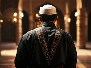 a Muslim praying in a mosque