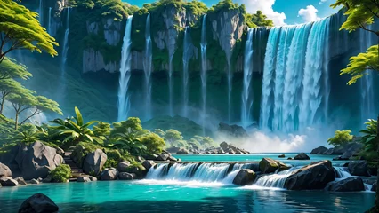 Fototapeten waterfall,Generative aI © AI machine