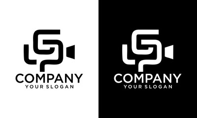 Creative Initial Monogram Letter GP in Camera Movie Film Studio Logo Design Branding Template