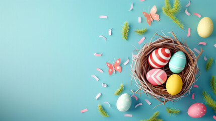 Fototapeta na wymiar Easter Eggs in a Basket
