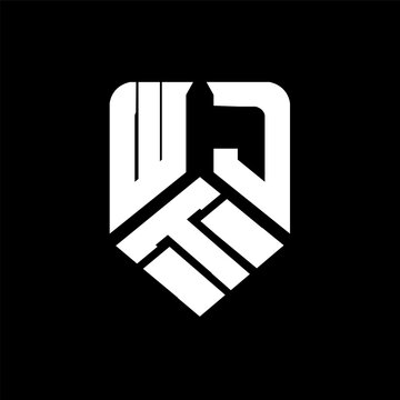WTJ letter logo design on black background. WTJ creative initials letter logo concept. WTJ letter design.
