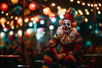  the clown, capturing the enchantment of a April Fool's Day performance.  - obrazy, fototapety, plakaty