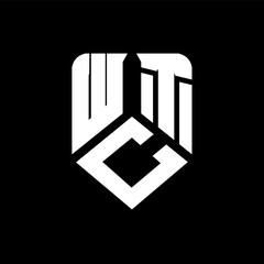 WCT letter logo design on black background. WCT creative initials letter logo concept. WCT letter design.
