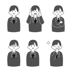 いろんな表情の男性会社員